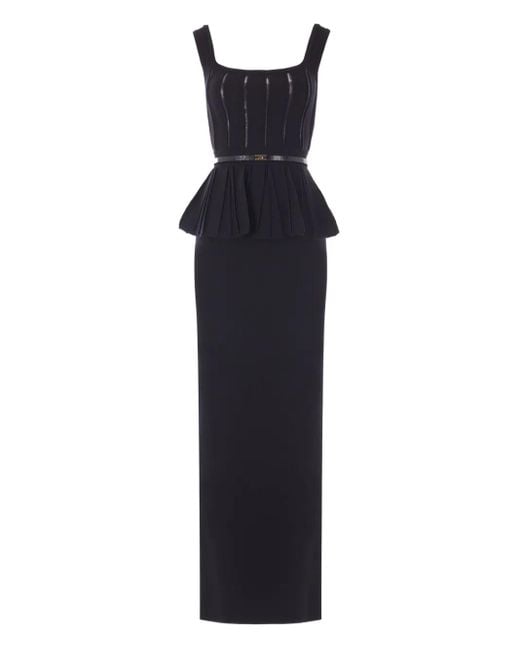 Robe Longue Carpet À Design Péplum Elisabetta Franchi en coloris Blue
