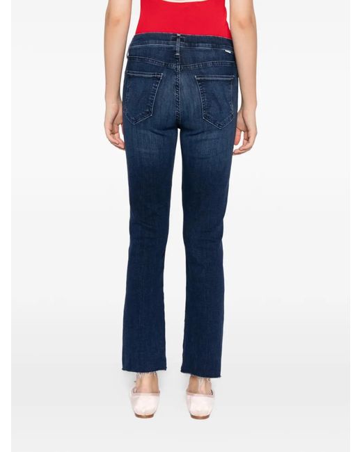 Mother Blue The Mid Rise Dazzler Ankle Fray Jeans