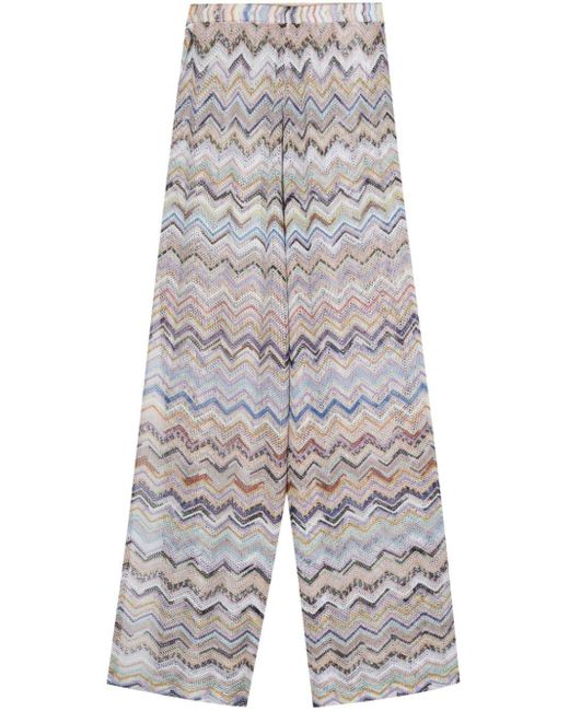 Missoni Gray Zigzag-print Side Slit Trousers