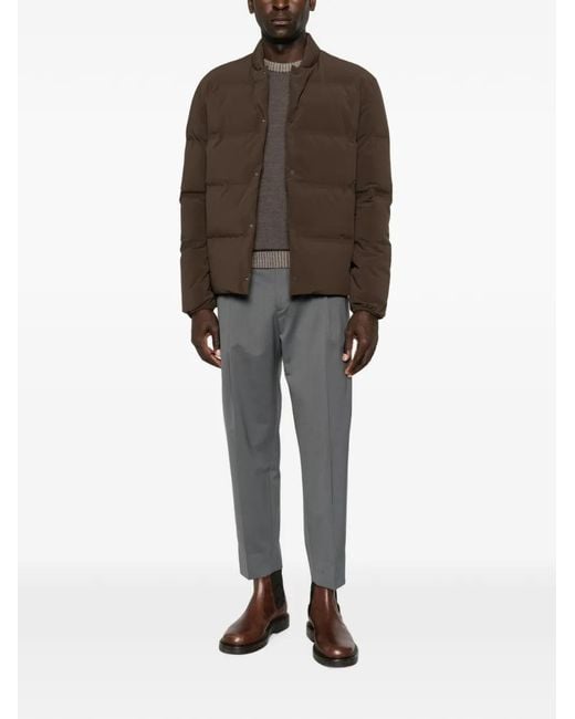 Herno Brown Quilted Press-Stud Jacket for men