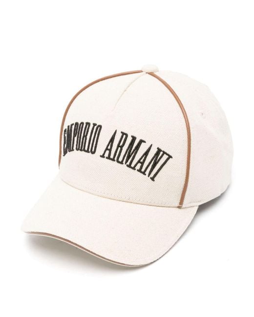 Cappello da baseball con ricamo di Emporio Armani in Natural