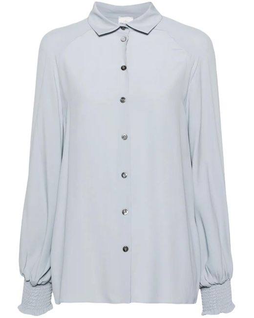 Eleventy Blue Long Sleeve Silk Blend Shirt