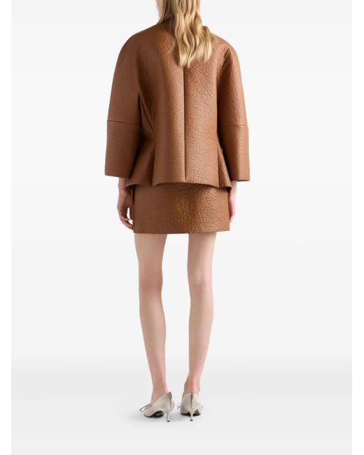 Prada Brown Scarf-Detail Leather Jacket