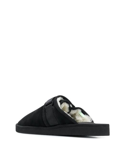 Suicoke Black Touch Strap Slippers