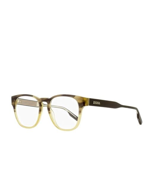 Zegna Brown Keyhole Square Frame Glasses for men