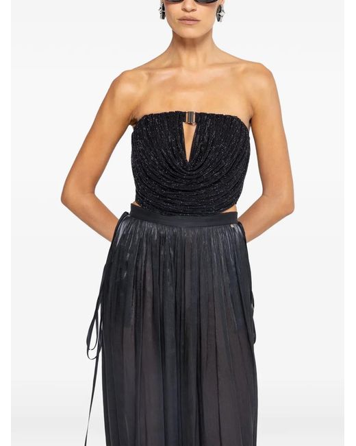 Nissa Black High-Waisted Chiffon Pants