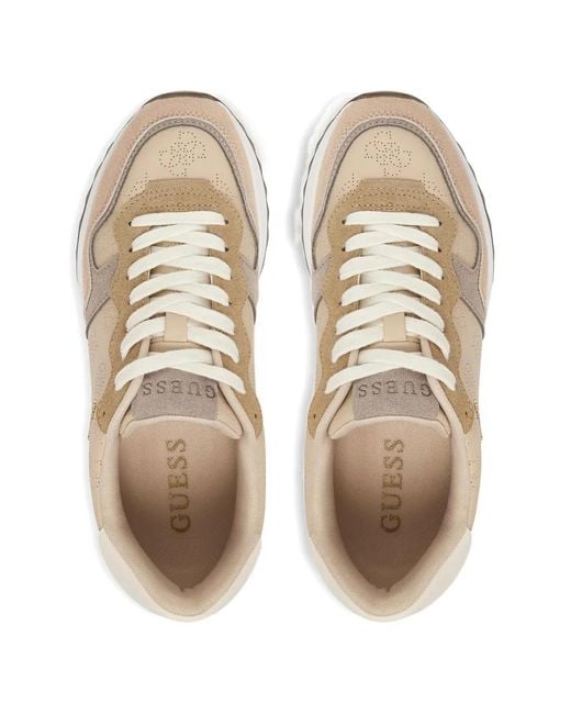 Guess White Perforated Logo-Lettering Sneakers