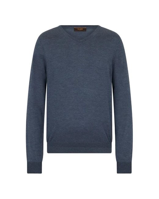 Moorer Blue V-Neck Sweater for men