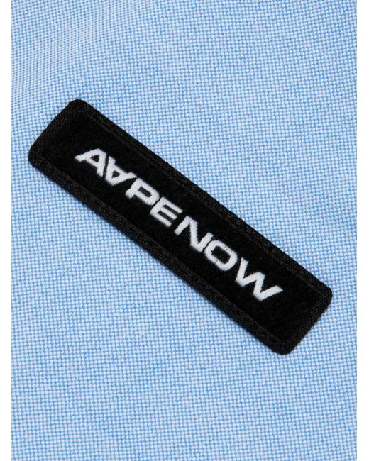 Aape By A Bathing Ape Blue Logo-Embroidery Shirt for men