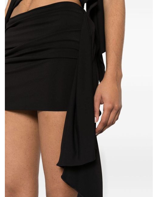 The Attico Black Draped Jersey Mini Skirt