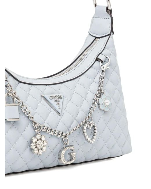 Guess Gray Logo-plaque Leather Shoulder Bag