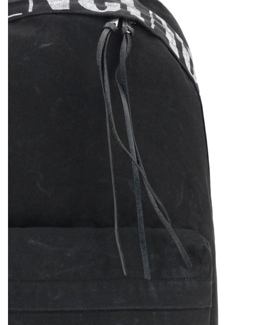 Balenciaga Black Logo-Print Backpack for men