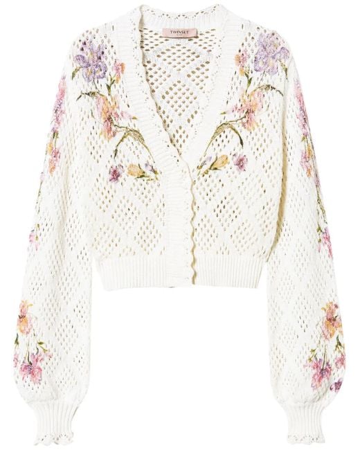 Twinset Natural Floral-Print Cardigan