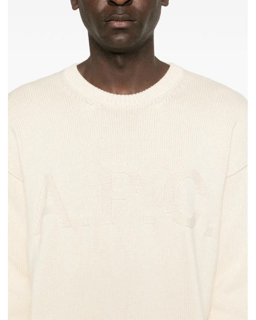 A.P.C. White Logo-Detail Crew-Neck Sweater for men