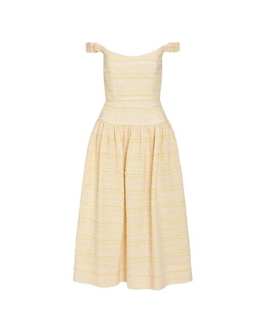 Markarian White Georgie Striped-Pattern Midi Dress