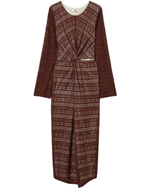 Twinset Brown Pointelle-Knit Dress