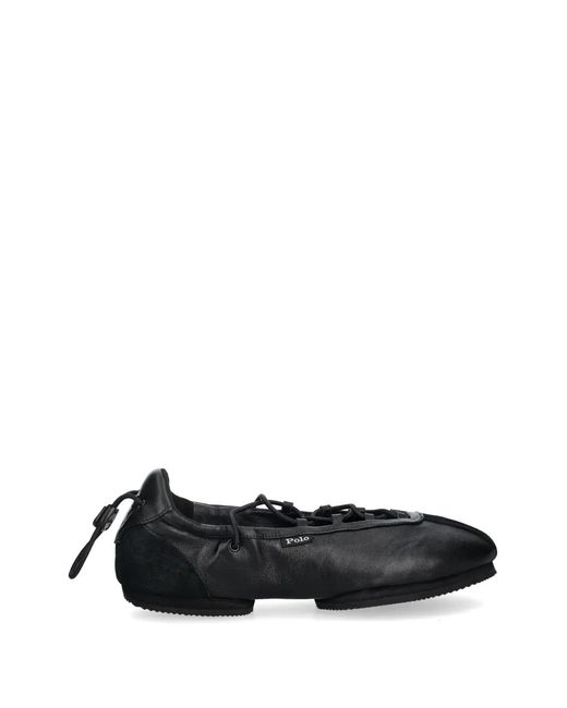 Polo Ralph Lauren Black Lace-Up Ballet Flats