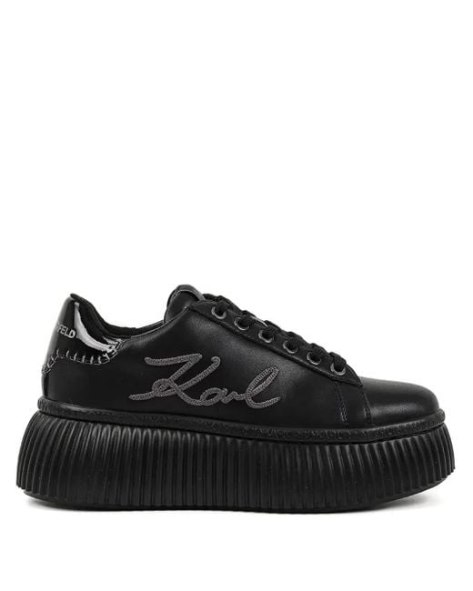 Karl Lagerfeld Black Kreeper Lo Leather Sneakers