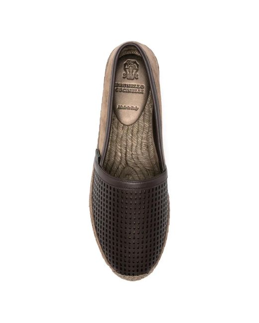 Brunello Cucinelli Brown Perforated Espadrilles