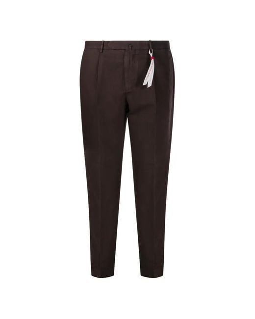 Santaniello Black Pleated Tapered Trousers for men