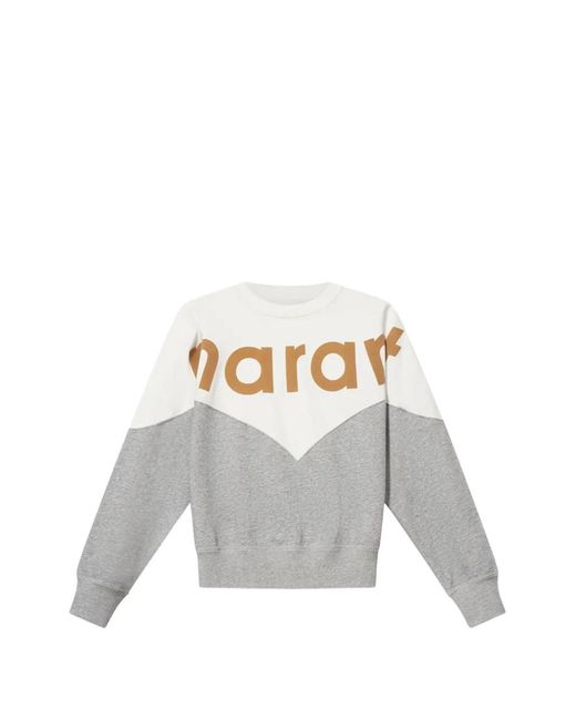 Isabel Marant White Logo-Print Colour-Block Sweatshirt