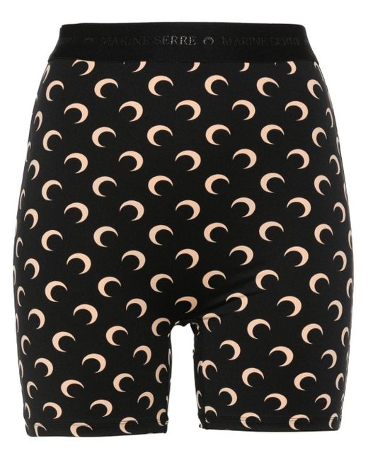MARINE SERRE Black Shorts mit Halbmond-Print