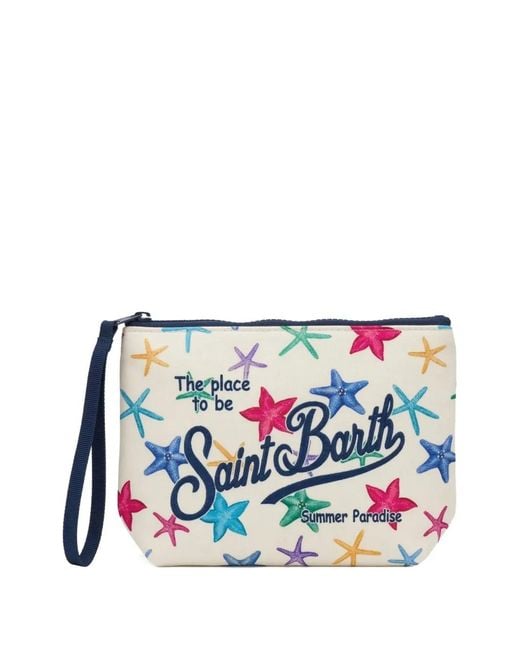 Mc2 Saint Barth White Aline Starfish-Print Clutch Bag