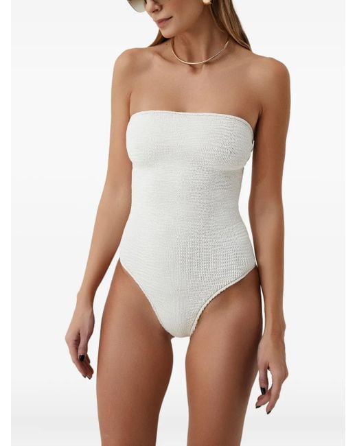 SOFIA ERHAN White Strapless Textured Swimsuit