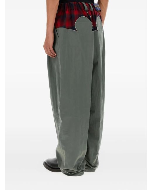 Maison Margiela Gray Pleated Plaid-Insert Trousers for men