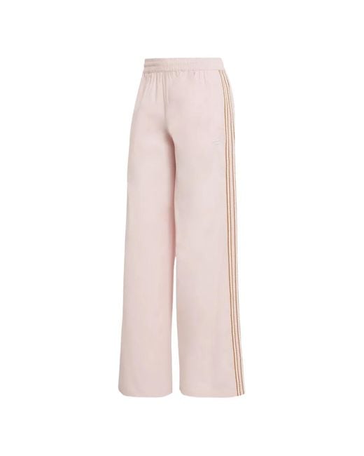 Adidas Pink Summer Glow Side-Stripe Wide-Leg Trousers