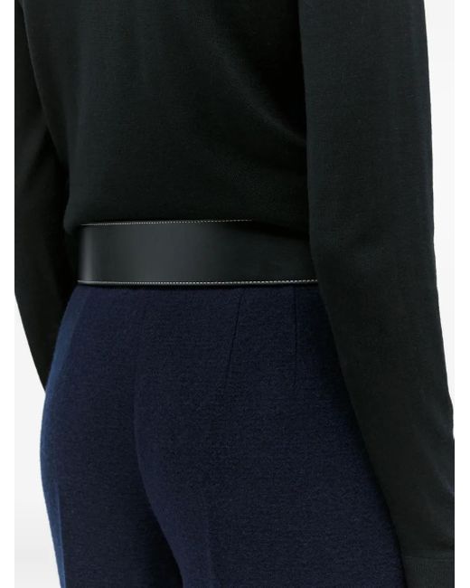 Chloé Black Circular-Buckle Leather Belt