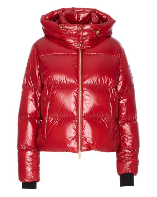 Moose Knuckles Red Gefütterte Jacke mit abnehmbarer Kapuze