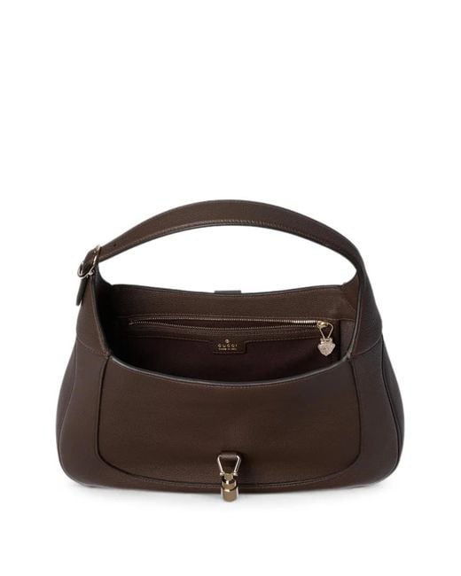 Gucci Brown Large Jackie 1961 Pebbled Leather Shoulder Bag