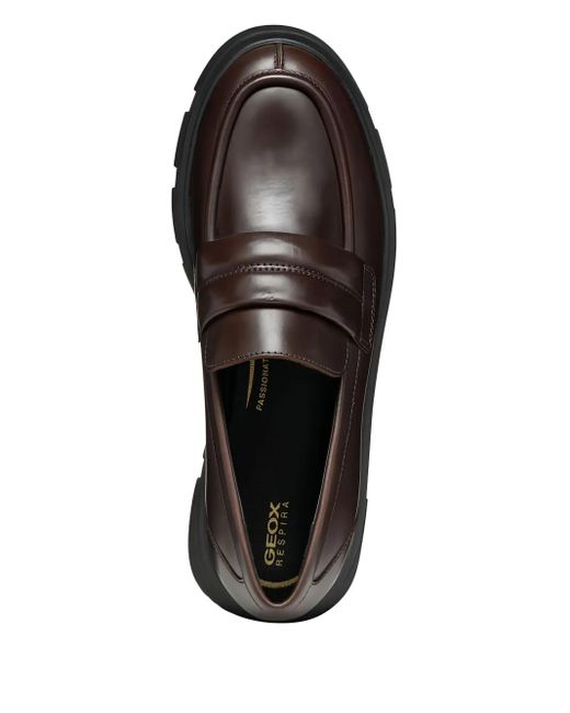 Geox Black Vilde Penny-Strap Platform Loafers