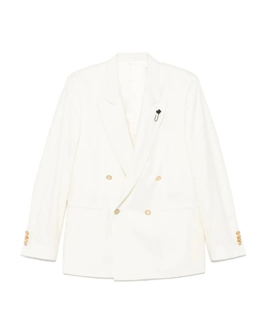 Lardini White Double-Breasted Blazer for men