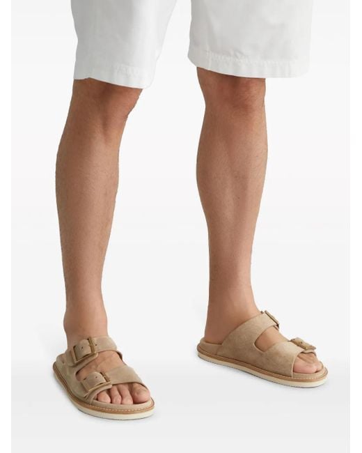 Brunello Cucinelli Natural Two-Strap Suede Sandals for men