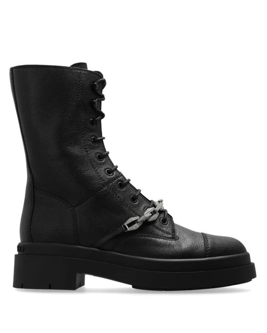 Jimmy Choo Black Nari Crystal-Embellished Combat Boots