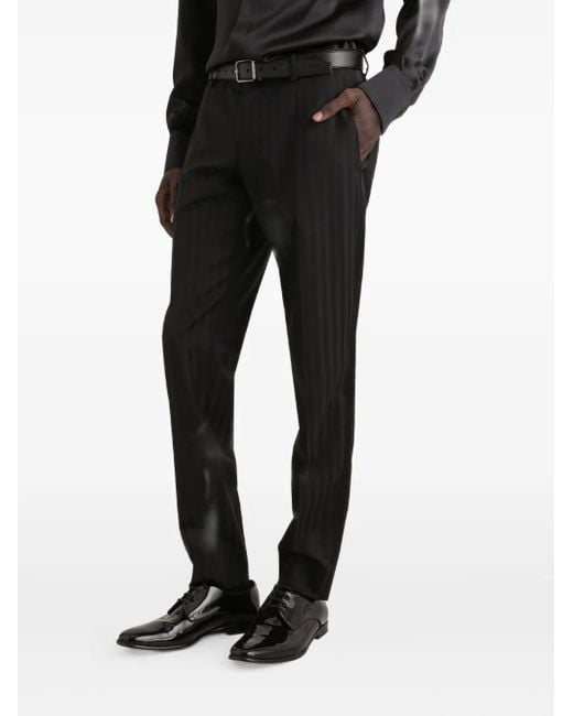 Dolce & Gabbana Black Striped-Pattern Trousers for men