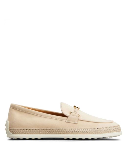 Tod's Gomma Pesante Leren Loafers in het Natural