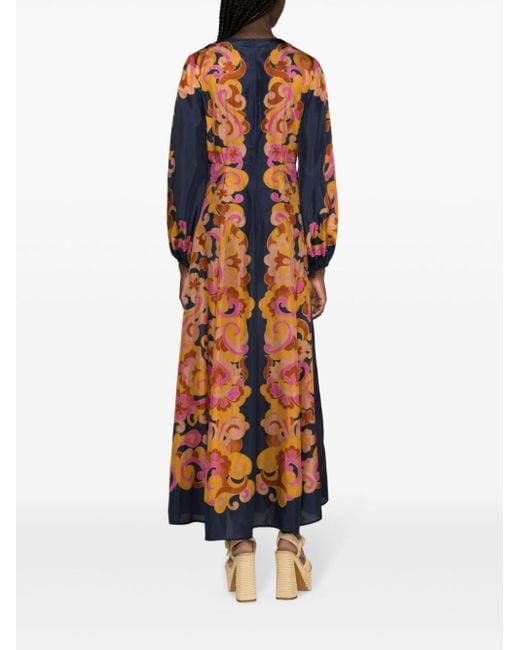 Zimmermann Multicolor Acadian Long Sleeve Maxi Dress