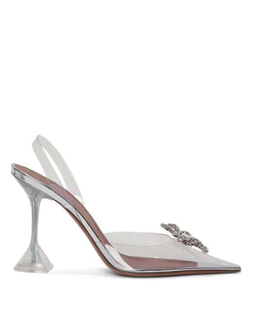 AMINA MUADDI White Rosie Glass 95Mm Slingback Pumps