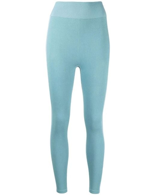 The Upside Blue Seamless Striped Performance Leggings