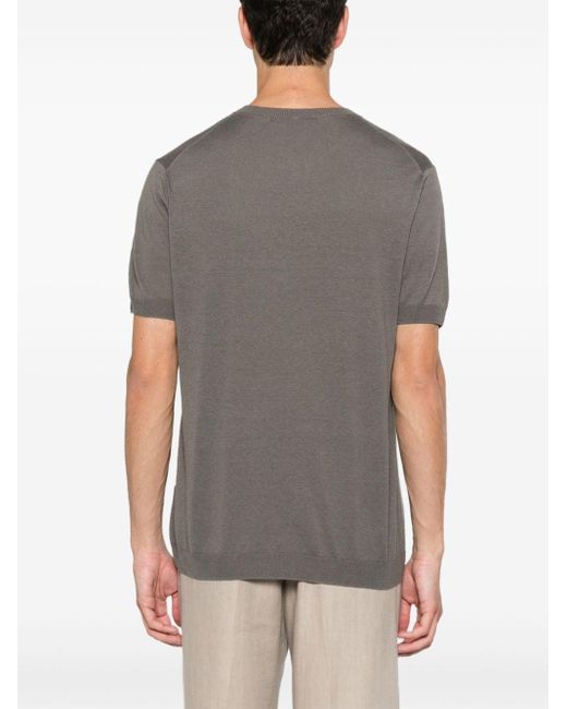 Low Brand Gray Short-sleeve Knitted T-shirt for men