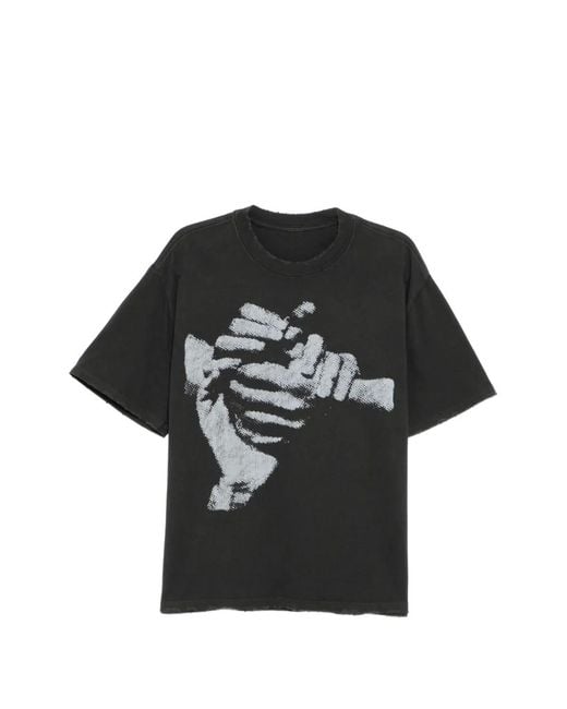 WARMAN Black Graphic-Print T-Shirt for men