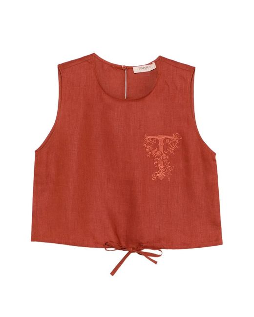 Twinset Sleeveless Embroidered Crop Top