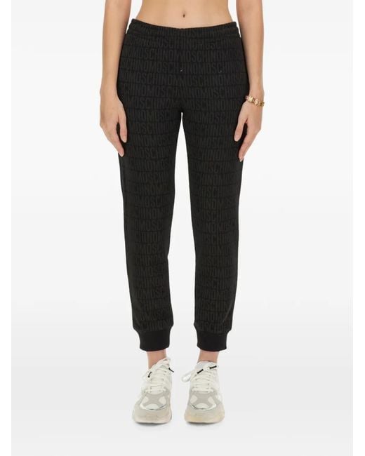 Moschino Black Logo-Print Track Pants