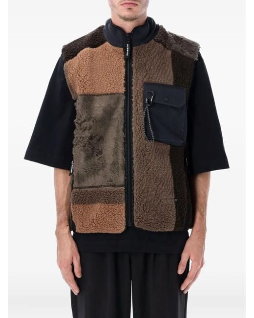Gilet Con Design Patchwork di And Wander in Black da Uomo