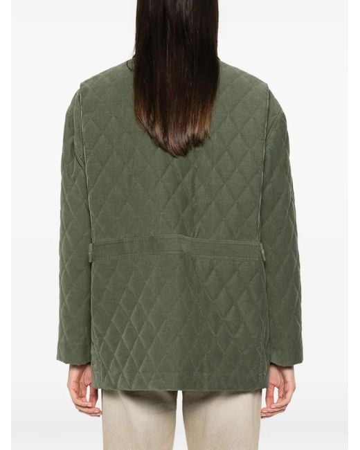 Blazé Milano Green Quilted Corduroy-Collar Jacket