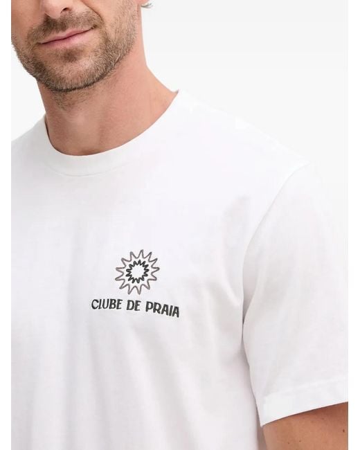 Frescobol Carioca White Graphic Crew Neck T-Shirt for men