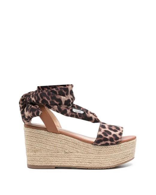 Liu Jo Natural Leopard-Print Wedge Sandals